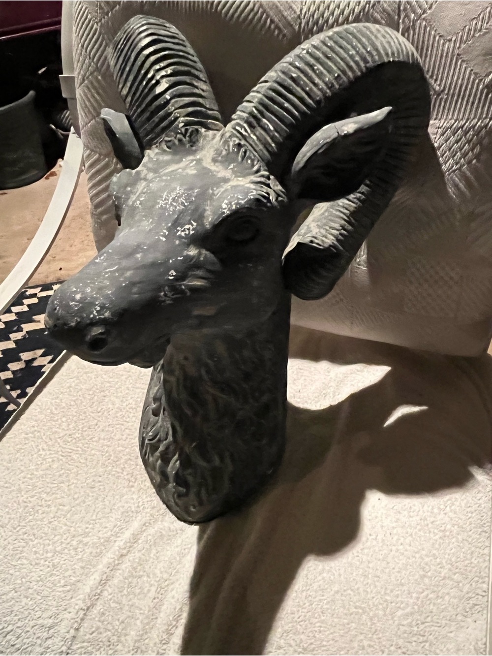 Decorative Ram Head Wall Sculpture - Black